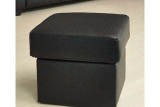 Valerie Black Leather Footstool – Contemporary Design for Comfort