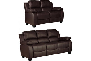 Valerie Brown Leather 3+2 Seater Sofa Set – Stylish and Durable Design - Sofa In Store