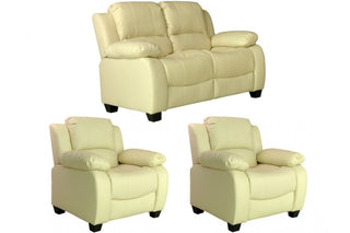 Valerie Cream Leather 2+1+1 Seater Sofa Set – Modern Elegance - Sofa In Store