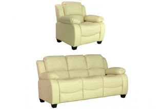 Valerie Cream Leather 3+1 Seater Sofa Set – Stylish and Durable Design - Sofa In Store