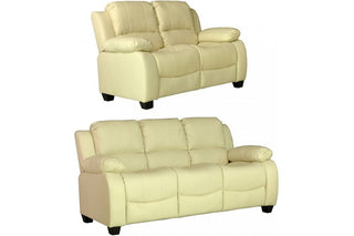 Valerie Cream Leather 3+2 Seater Sofa Set – Stylish and Durable Design - Sofa In Store