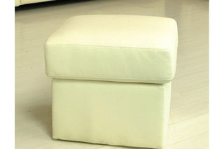 Valerie Footstool – Cream Leather with Contemporary Design - Sofa In Store