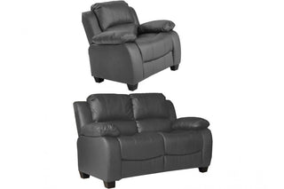 Valerie Grey Leather 2+1 Seater Sofa Set - Stylish and Comfortable - Sofa In Store
