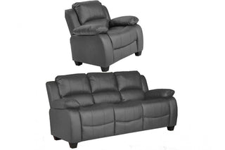 Valerie Grey Leather 3+1 Seater Sofa Set – Modern Stylish Design - Sofa In Store