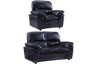 Verona Black Leather 2+1 Seater Sofa Set – Modern Style and Comfort - Sofa In Store