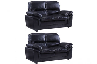 Verona Black Leather 2+2 Seater Sofa Set – Modern Design for Comfort - Sofa In Store