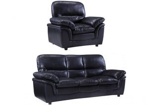 Verona Black Leather 3+1 Seater Sofa Set – Stylish and Durable Design - Sofa In Store