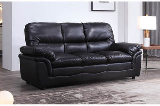 Verona Black Leather 3 Seater Sofa – Modern Design and Comfort - Sofa In Store
