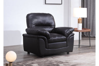 Verona Black Leather Armchair – Modern Design with Plush Comfort - Sofa In Store