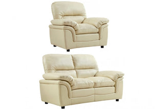 Verona Cream Leather 2+1 Seater Sofa Set – Modern Design and Comfort - Sofa In Store