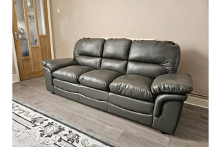 Verona Grey Leather 3 Seater Sofa – Stylish and Durable Design - Sofa In Store