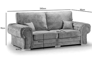 Verona High Back 4 Seater Sofa – Grey Fabric with Premium Comfort