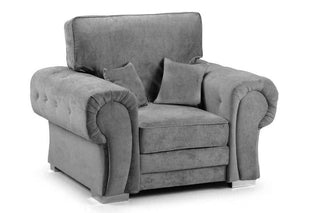 Verona High Back Armchair – Grey Fabric with Winged Design - Sofa In Store