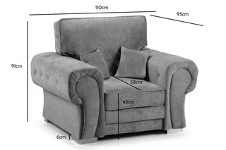 Verona High Back Armchair – Grey Fabric with Winged Design - Sofa In Store