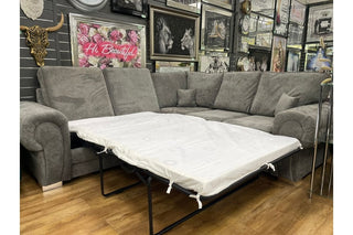 Verona High Back Corner Sofa Bed – Grey Fabric, 5 Seater - Sofa In Store