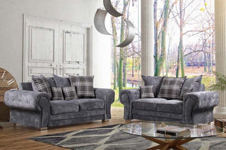 Verona Scatter Grey Fabric 3 Seater Sofa – Stylish Chunky Design - Sofa In Store