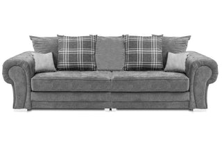 Verona Scatter Grey Fabric 4 Seater Sofa - Stylish Chunky Design