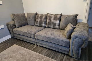 Verona Scatter Grey Fabric 4 Seater Sofa - Stylish Chunky Design