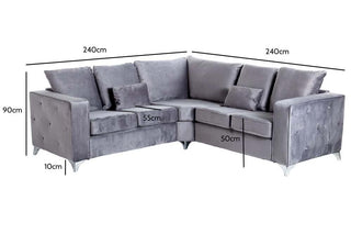 Warwick High Back Corner Sofa – Grey Velvet with Premium Design - Sofa In Store