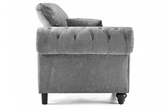 Windsor 2 Seater Sofa – Grey Fabric Chesterfield Design