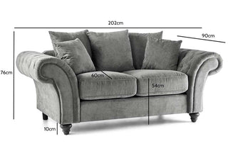 Windsor 2 Seater Sofa – Grey Fabric Chesterfield Design