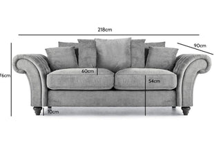 Windsor 3 Seater Sofa – Grey Fabric with Chesterfield Design - Sofa In Store