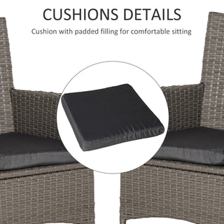 Outsunny Set of Four Rattan Armchairs, with Cushions - Grey - Sofa In Store