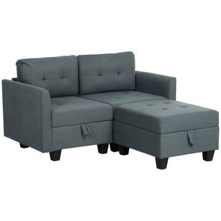 HOMCOM 'L' Shape Modular Storage Sofa - Dark Grey - Sofa In Store