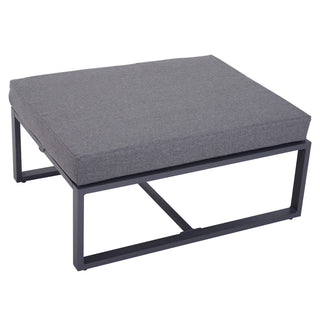 Outsunny 6 PCs Outdoor Indoor Sectional Sofa Set Thick Padded Cushions Aluminium Frame 5 Seaters 1 Coffee Table Footrest Grey - Sofa In Store