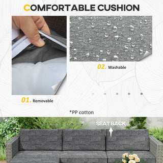 Outsunny 5-Piece Rattan Patio Furniture Set with Corner Sofa, Footstools, Coffee Table, for Poolside, Dark Grey - Sofa In Store