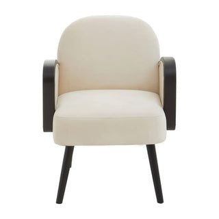 Hanford Velvet Armchair in Natural with Black Wooden Legs Luxury Modern Design - Sofa In Store
