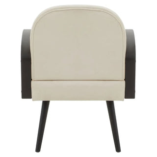 Hanford Velvet Armchair in Natural with Black Wooden Legs Luxury Modern Design - Sofa In Store