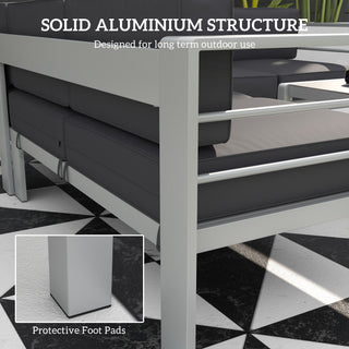 Outsunny Five-Piece Aluminium Garden Sofa Set, with Glass-Top Table - Grey - Sofa In Store