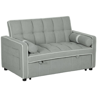 HOMCOM Two-Seater Linen-Look Sofa Bed - Light Grey - Sofa In Store