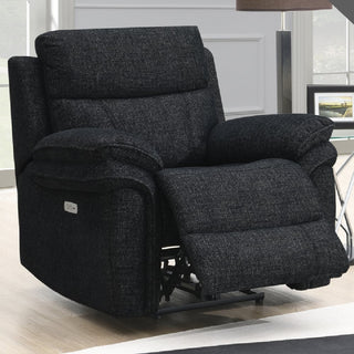 Hialeah Fabric Electric Recliner 1 Seater Armchair In Black - Sofa In Store