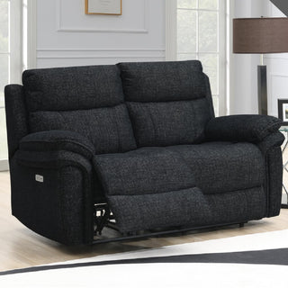 Hialeah Fabric Electric Recliner 2 Seater Sofa In Black - Sofa In Store