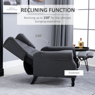 HOMCOM Recliner Armchair, Vintage Reclining Chair with Nail Head Trim, Wingback Chair with Button Tufted Back and Footrest, for Living Room, Dark Grey - Sofa In Store