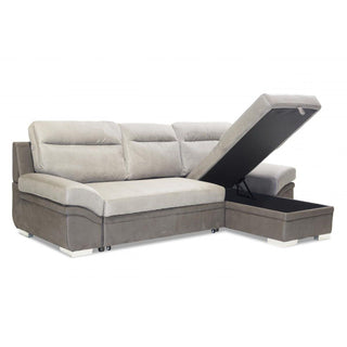 Linen Grey 2 Seater Storage Corner Sofabed | Stylish Comfort | 260 cm Width - Sofa In Store