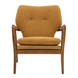 Jenson Fabric Armchair with Wooden Legs in Ochre - Stylish Mid-Century Design - Sofa In Store