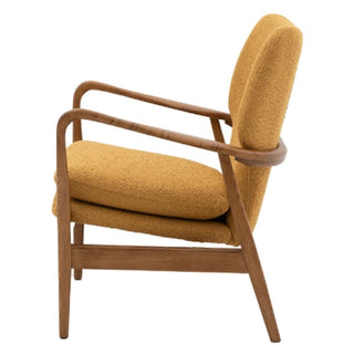 Jenson Fabric Armchair with Wooden Legs in Ochre - Stylish Mid-Century Design - Sofa In Store