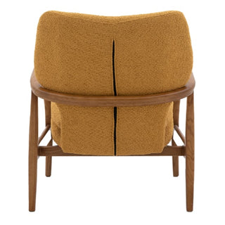 Jenson Fabric Armchair with Wooden Legs in Ochre - Stylish Mid-Century Design - Sofa In Store