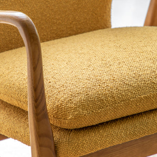 Jenson Fabric Armchair with Wooden Legs in Ochre - Stylish Mid-Century Design - Sofa In Store