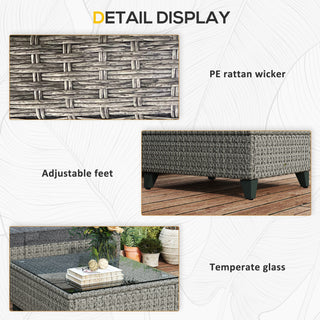 Outsunny 5-Piece Rattan Patio Furniture Set with Corner Sofa, Footstools, Coffee Table, for Poolside, Dark Grey - Sofa In Store