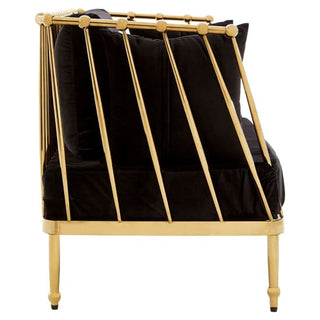 Kurhah Black Velvet 2 Seater Sofa With Gold Tapered Frame - Sofa In Store