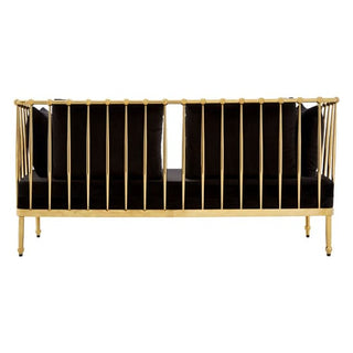Kurhah Black Velvet 2 Seater Sofa With Gold Tapered Frame - Sofa In Store