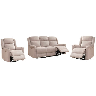 Laredo Fabric Electric Recliner 3+1+1 Seater Sofa Set In Taupe - Sofa In Store