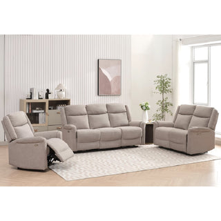 Laredo Fabric Electric Recliner Sofa Suite In Taupe - Sofa In Store