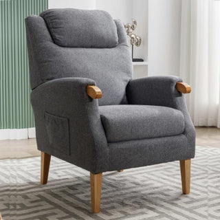 Laurel Fabric 1 Seater Armchair With Oak Legs In Grey - Sofa In Store
