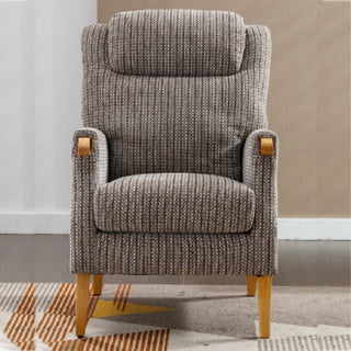 Laurel Fabric 1 Seater Armchair With Oak Legs In Latte - Sofa In Store