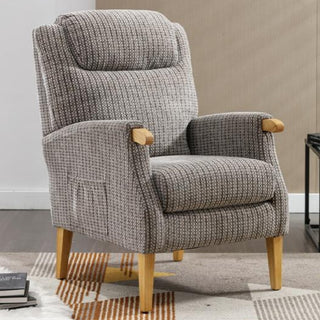 Laurel Fabric 1 Seater Armchair With Oak Legs In Latte - Sofa In Store